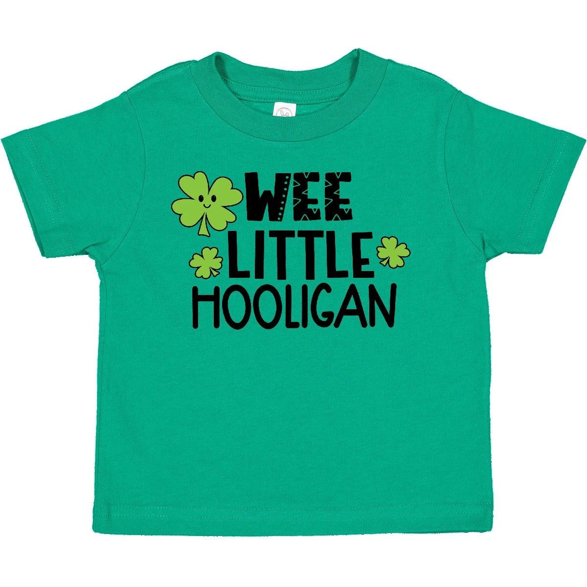 Inktastic St. Patrick s Day Wee Little Hooligan With Clovers Toddler kids boys T-Shirt Kid 130