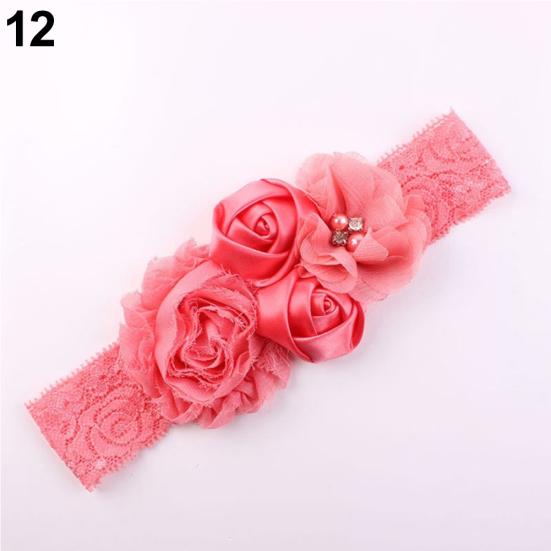 Krásná krajka s květem růže do vlasů Čelenka do vlasů pro novorozence