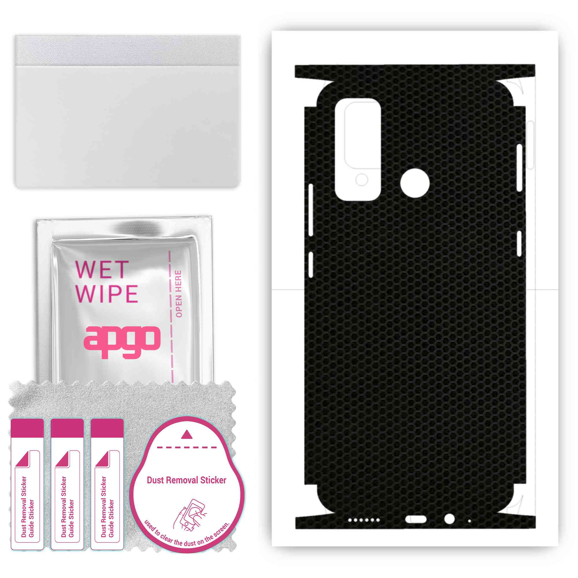 

apgo Protective Skin Sticker for the back+sides compatible with Tecno Pouvoir 4, Full Wrap Film, Foil, Vinyl - Pattern Matrix