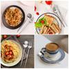 4pcs Gold Flatware Set Tableware Fine Dining Utensil Set Include Knives Forks and Spoons,Circular Fine Handle Kitchen Tools