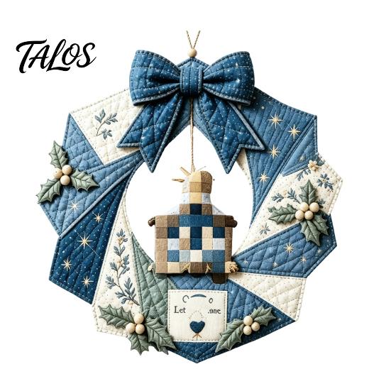 Feiertags-Kranz Bastelmaterialien DIY Patchwork Bastelset, Weihnachtliches Nähen Saisonale Muster, Stoffset Bauernhaus für Erwachsene, Haustür Wand