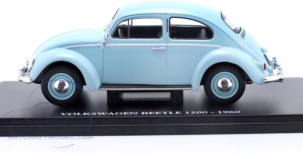 Volkswagen Beetle 1200 1960 (Light Blue) 1/24 Scale Diecast Model Car with Plastic Case [Imported]