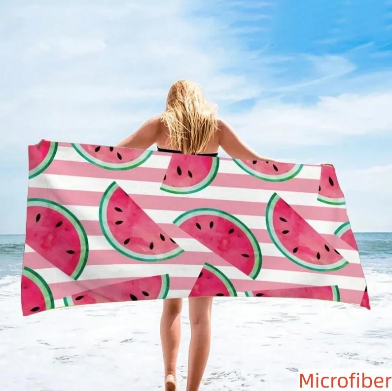 Watermelon Beach Towel Fashion Stripes Fruit Design Fun & Quirky Microfiber Towel for Beach Parties Pool Days, and Summer Fun