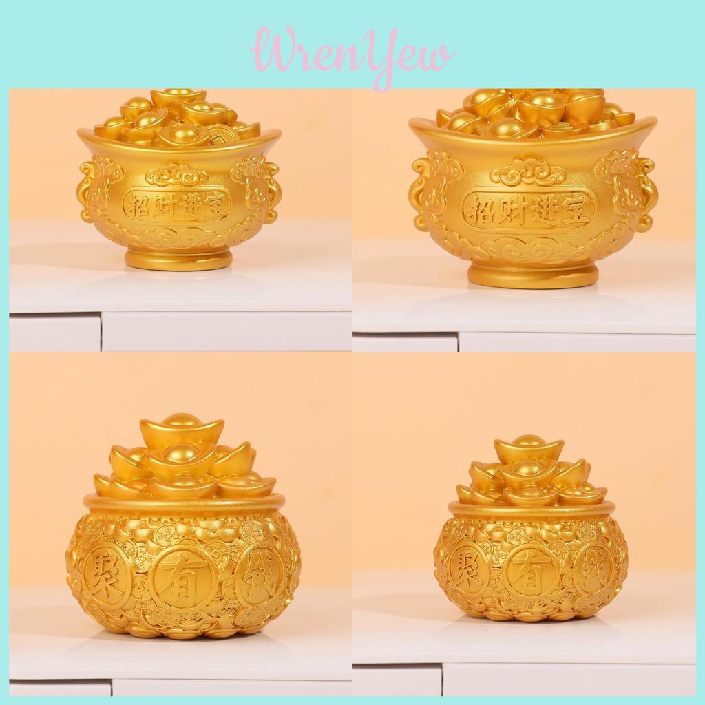 Style Resin Fortune Basin With Prosperity Coins For Office Or Home Decor Gift