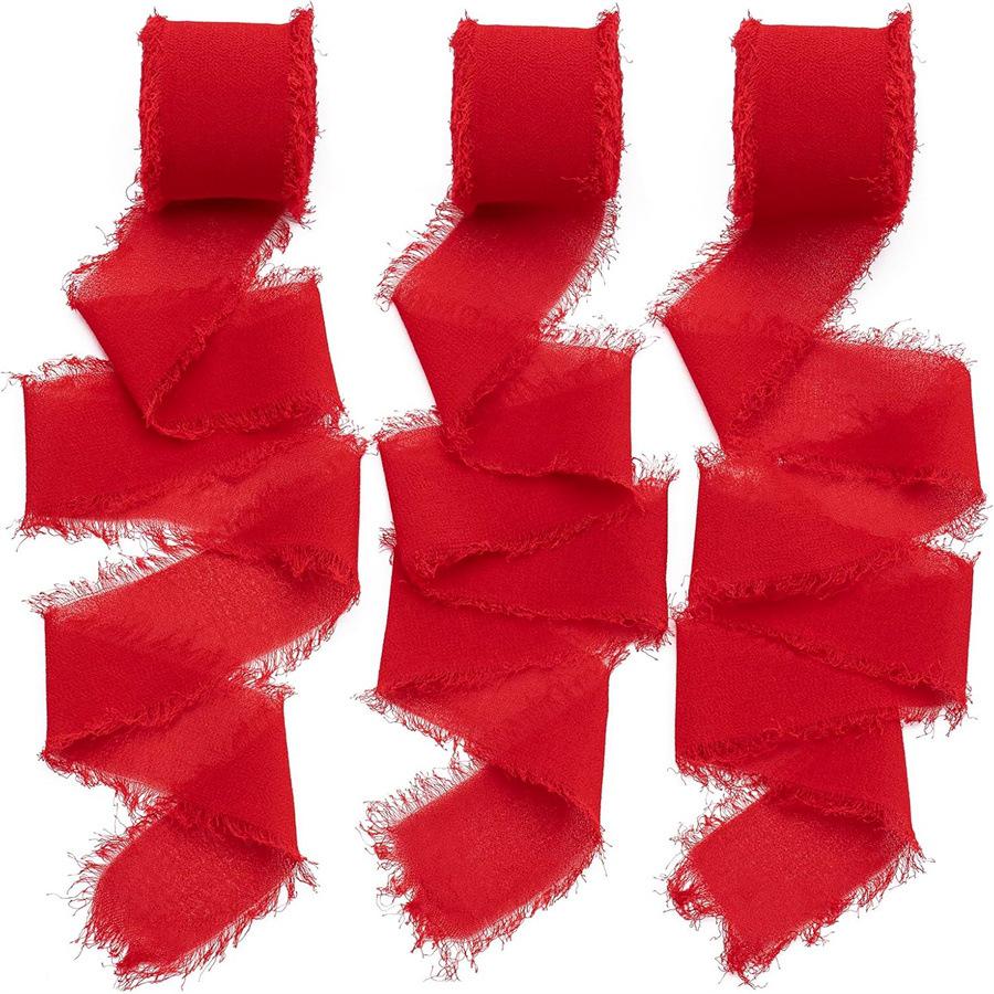 Nastro di Chiffon con Bordo Strappato per Biglietti con Fiori Freschi e Decorazioni per Regali di Matrimonio