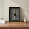 Rectangular Frame Ornament Layered Frame Ornament with Circular Motif Black and Gold Trim Decorative Accent for Mantel or Desk