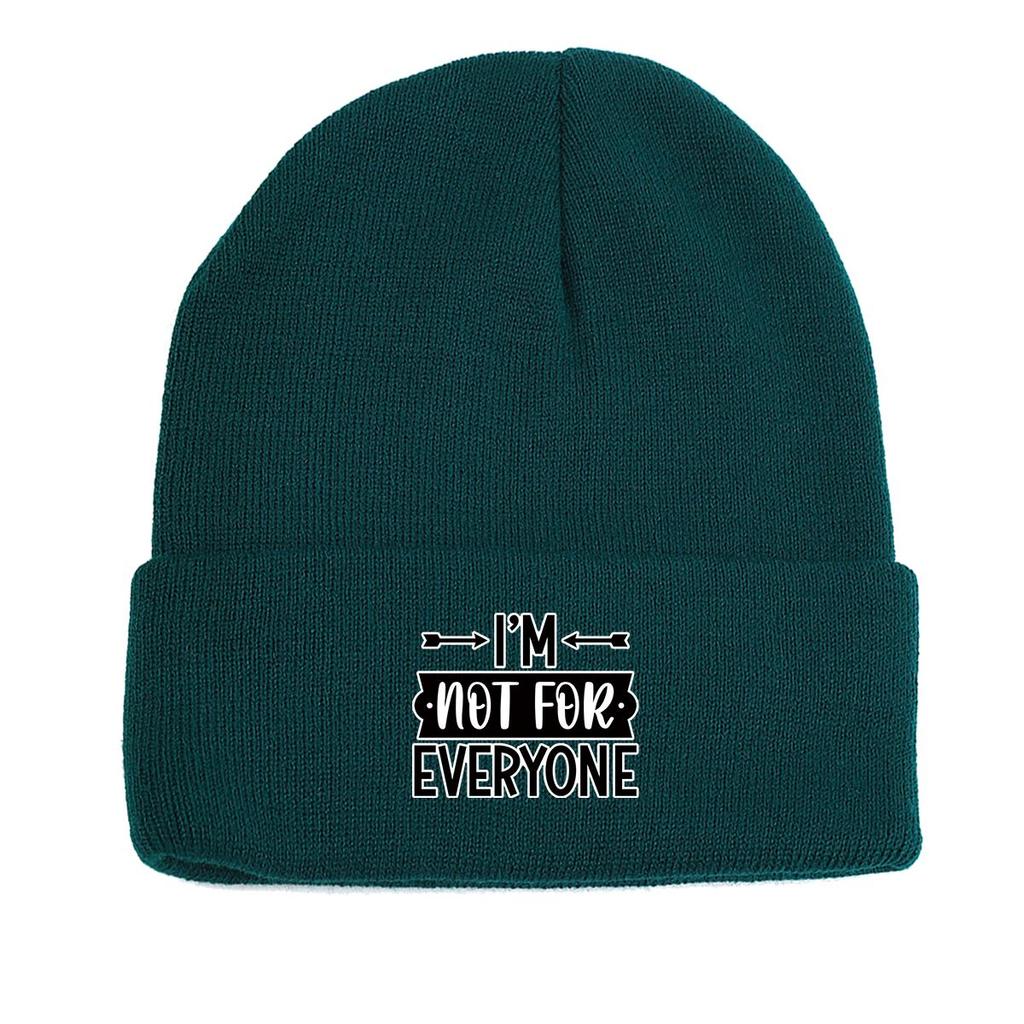 I'M NOT FOR EVERYONE\" Print Knit Cap Beanie, Text Man Cap Cancer Chemo Autumn Unisex Pompom Beanies Knitted Hat Beanie