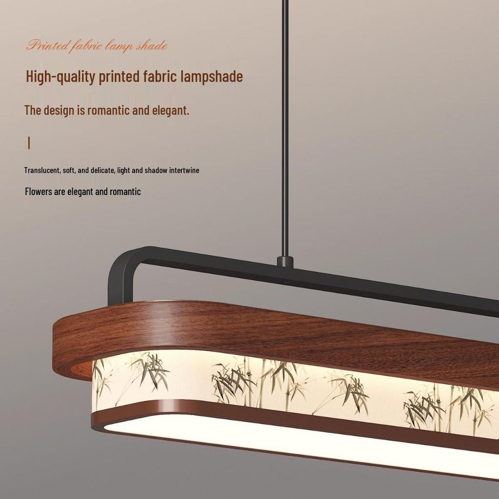 Song Dynasty Zen Chandelier: Retro Fabric, Rectangular Dining Room & Tea Room Light