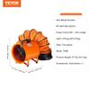 Portable Ventilator, 406.4mm Heavy Duty Cylinder Fan with 10m Duct Hose, 900W Strong Shop Exhaust Blower 5175CFM, Industrial Utility Blower for
