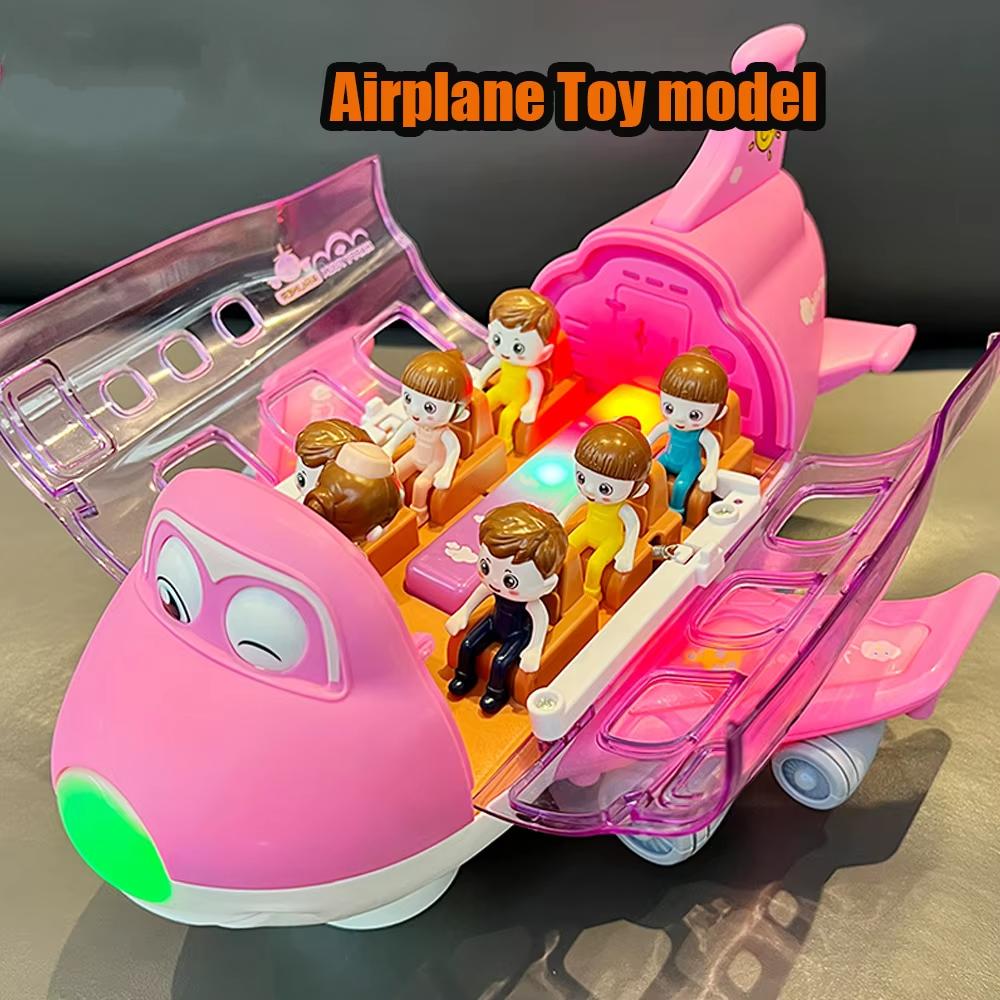 Non-Toxic Kids Electric Airplane Toy Aircraft Car Model With Music Simulation Traffic Plane Gift For Children'S Birthday Gift