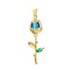 2 PCs Rose Brass 8K Gold Plated Tulip Flower Micro Pave Clear Cubic Zirconia Pendants Exquisite Jewelry Findings 3.8cm x 1.2cm