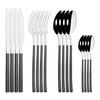 16Pcs Black Silver Cutlery Set Dinnerware Set  Knife Fork Tea Spoon Family  Flatware Set Stainless Steel Tableware Western Kitchen Set