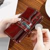 Women Short Wallet RFID Card Holder Retro Oil Wax Leather Wallet Large Capacity Tri-fold Multi Card Slots ID Window Zipper Coin Pocket Foldable Purse