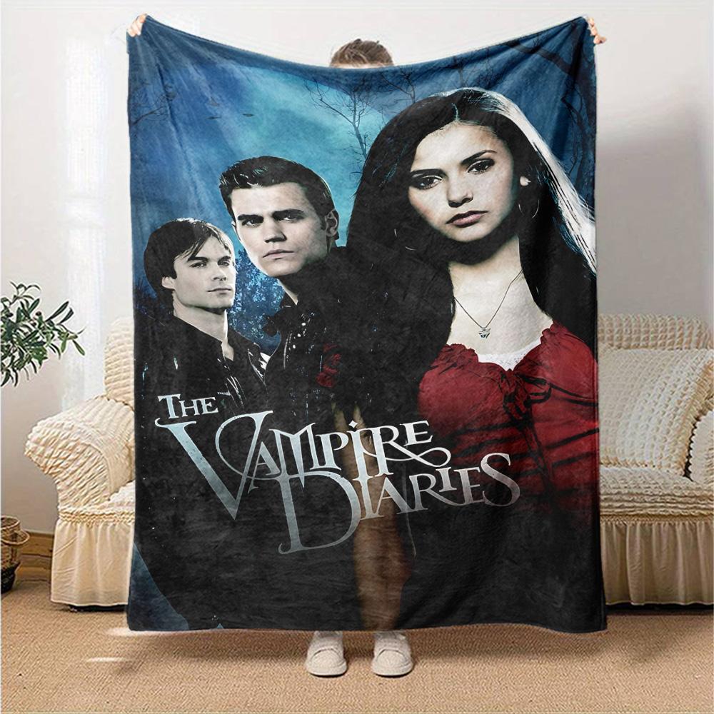 Vampire Diaries Flannel Blanket Super Soft Warm Cozy Blanket for Sofa Bed Office Travel All‑Season Home Decor Gift