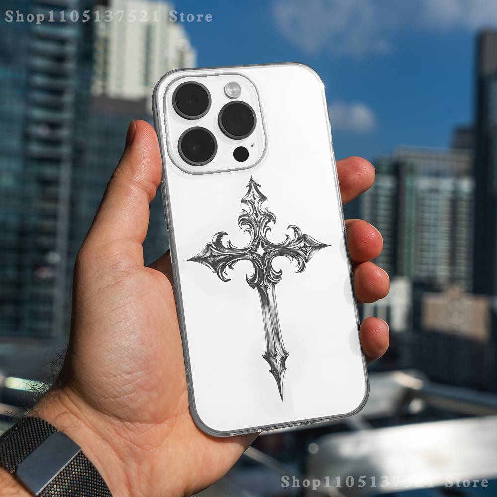 

G-Готичний хрест Символ Чохол для телефону Для iPhone 17,16,11,15,13,14,12,Air,Mini,Plus,Pro,Max,Plus,E Прозорий м який корпус iPhoneX