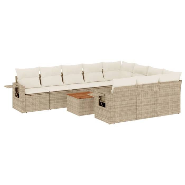 VidaXL Garden Lounge Set with Cushions 11 Pcs, Patio Sofas, Patio Furniture Set, Outdoor Furniture, Beige 3224742