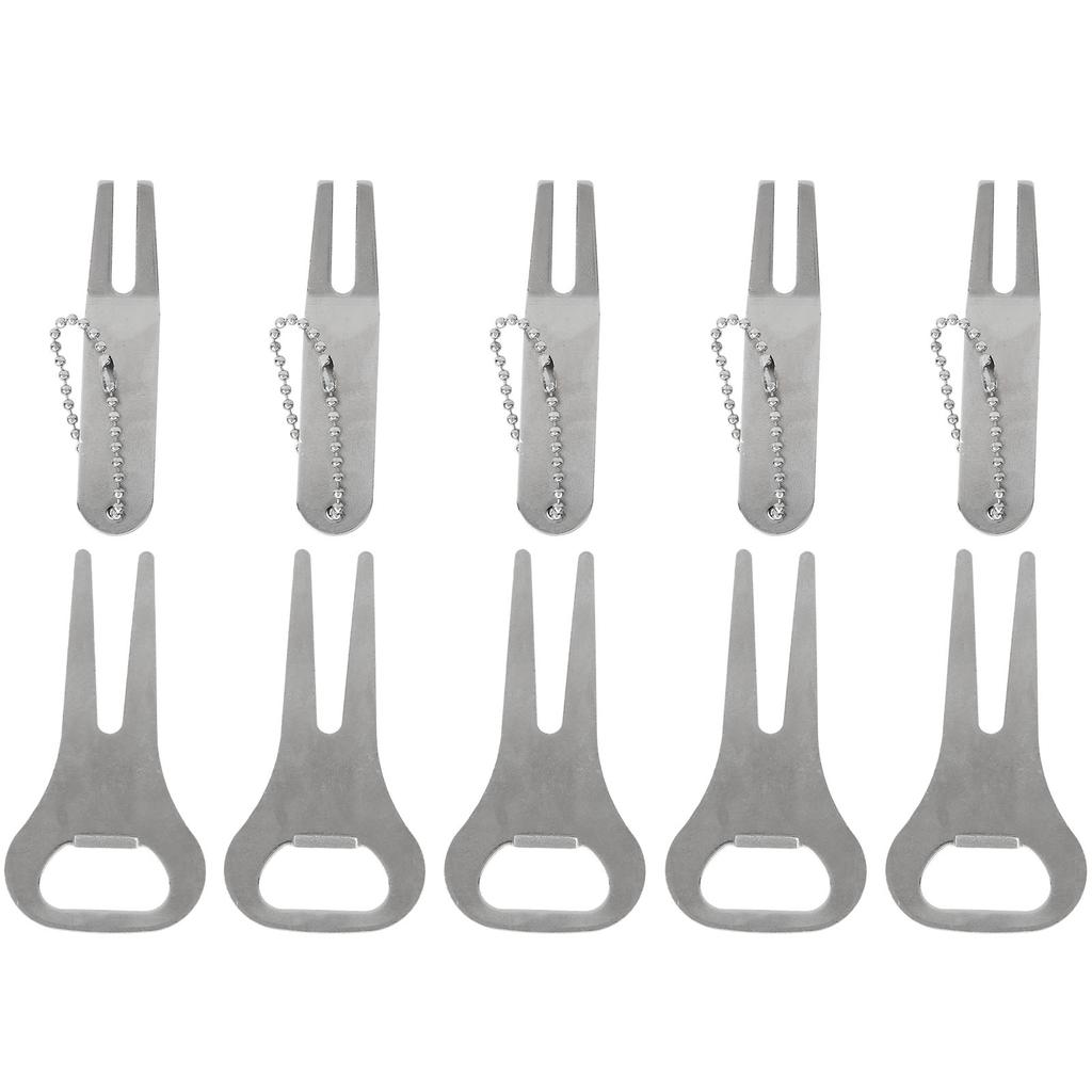 ZineAlloy Golf Divot Fork Repairing Tool with Beads String Round Head and Bend Head