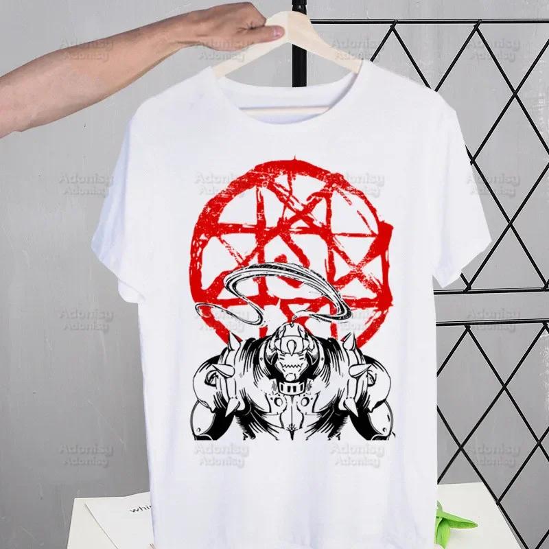 Fullmetal Alchemist Men's Tshirt Cute Printing Shirt Mens Fashion Anime Edward Elric T-Shirt For Men Casual Tops Short Sleeve