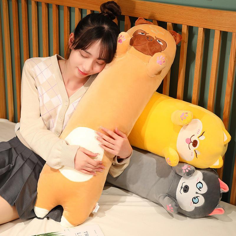 Süßer Cartoon Shiba Inu Husky Langes Kuschelkissen Weiches Plüsch Hundebett Kissen Für Mädchen Geschenk 70cm 90cm 1,1m