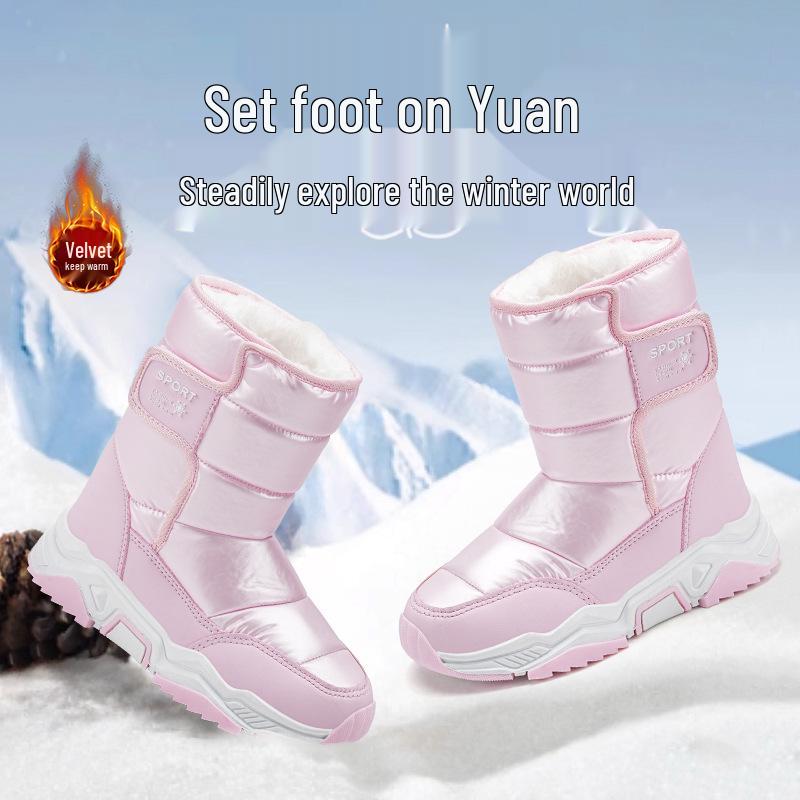 Kids' 2025 Winter Snow Boots - Boys' & Girls' Non-Slip, Waterproof, Warm Velvet Cotton
