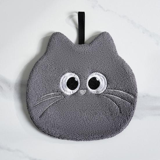 Cartoon Hand Towel Soft Absorbent Towel with Embroidered Eyes Kids Cute Hand Towel with Hanging Loop for Kitchen Bathroom