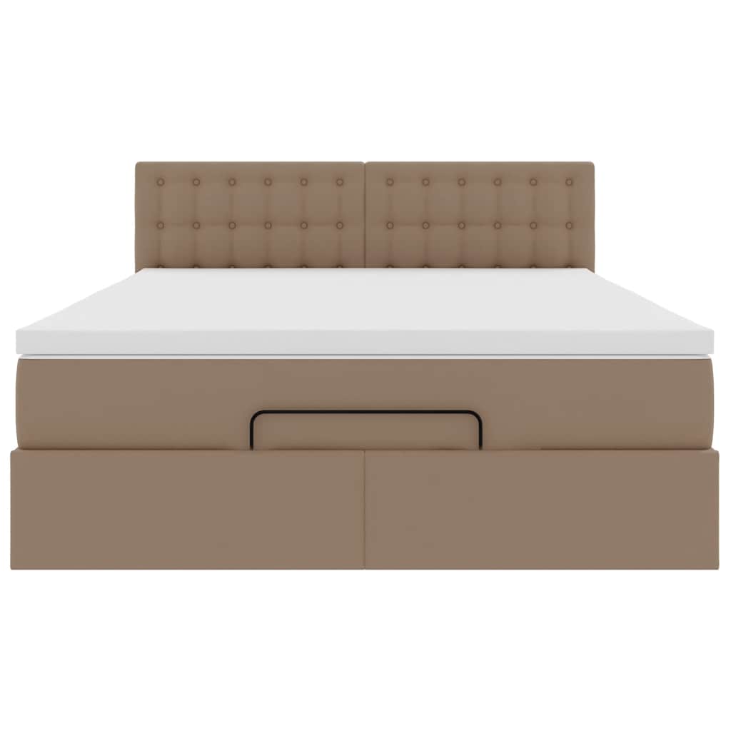 Ottoman Bed with Mattress Cappuccino Brown 140x190 Cm Faux Leather