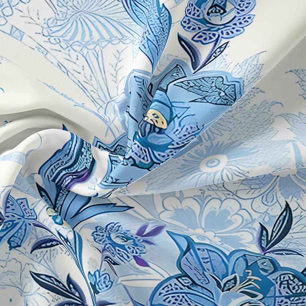 Soft & Breathable 3pcs Blue & White Floral Duvet Cover Set - Includes 1 Duvet Cover and 2 Pillowcases, Perfect for Bedroom, Dorm
