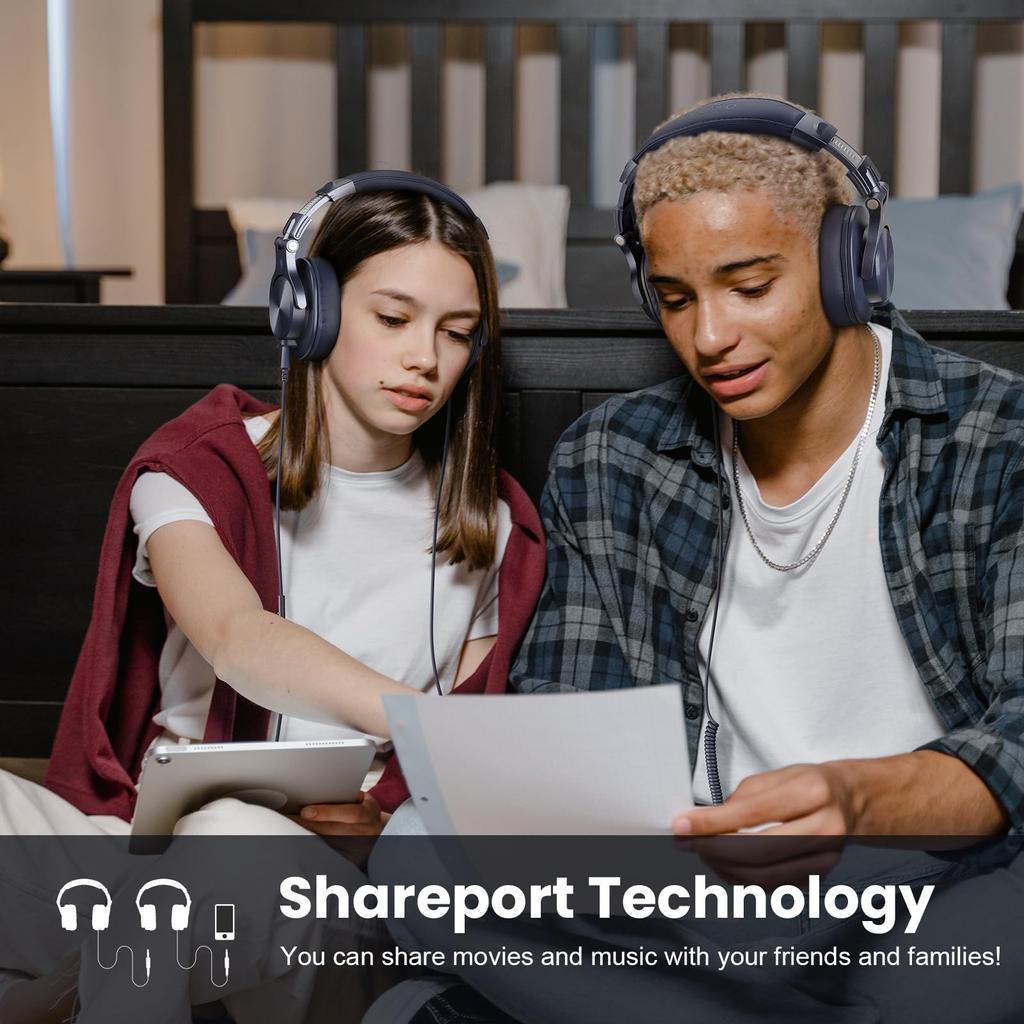 OneOdio A71 Headphones Wired Sealed Headphones Bass Over Ear Headphones Compatible with Microphone Foldable Jack Instrument Headphones Hi-Res Re-Cable