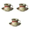 Set of 3 Cinnabar Coffee Cups and Saucers x cm Cups Saucers Setomonohonpo [8.6 7.2 (190cc)] &