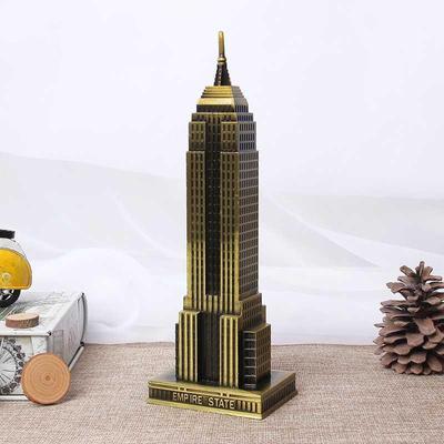 Antique Bronze Empire State Building Model American Landmark Souvenir Metal Figurine Desk Pendulums