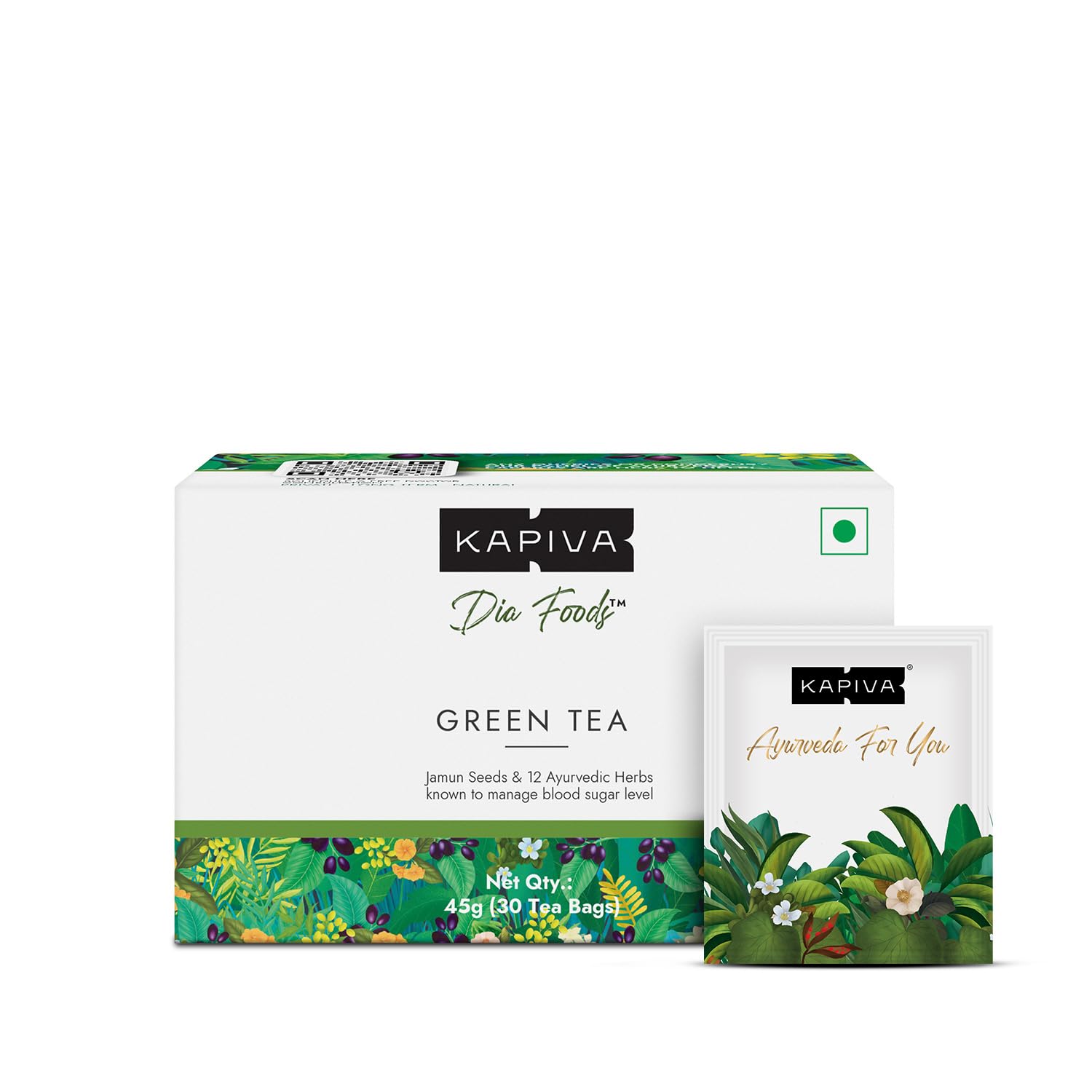 Kapiva Dia Foods Green Tea Bags 30 Count 45 g Herbal Blend For Daily Wellness Routine With Smooth Taste And Aroma