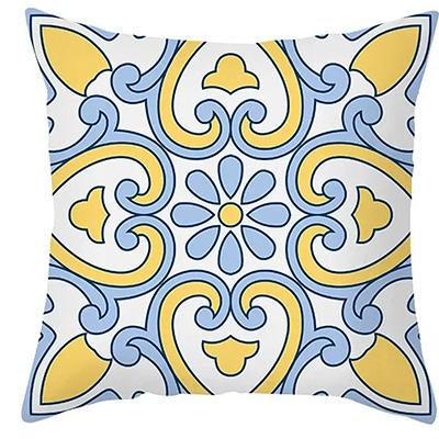 Home Decor Exquisite Blue-Yellow Patterned Throw Pillow Covers Pattern Cushion Cover Suitable For Sofa Bedroom Car Pillow Cover