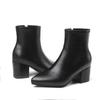Women's Boots Ankle Korean Style Autumn and Winter New Pointed Short Boots Square Heel Side Zipper Warm Outdoor Women Shoes