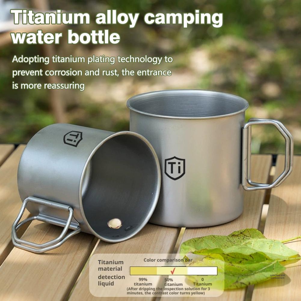 Tazza da Acqua Pieghevole per Purificazione del Titanio Specifica per Picnic all'Aperto Antibatterica Portatile Spessa e Resistente alle Cadute Tazza da Caffè