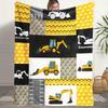 1 White and Yellow Architectural Vehicle Design Flannel Blanket - Warm and Cozy, Perfect for Sofas, Offices, Beds, Camping