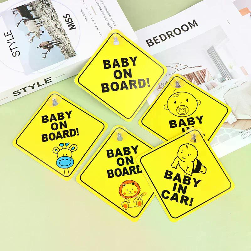 1Pcs Baby On Board Safety Sticker For Car Window Funny Yellow Warning Sign Decal Driving Accessories Removable Car Sticker
