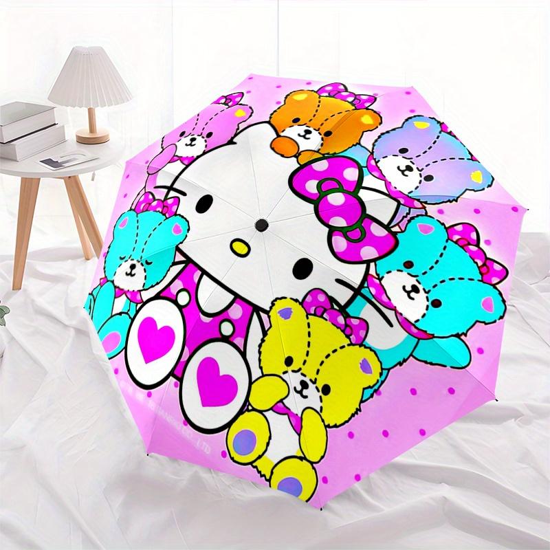 Hello Kitty, Teddy Bears Automatic Open/Close Umbrella-Cute Umbrella with Cute Design, Portable 3-Fold Compact Umbrella for Men & Women, Hal