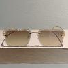 Rimless Square Sunglasses Men Women Fashion Gradient Lens Trendy Style Sun Glasses for Outdoor Driving Holiday