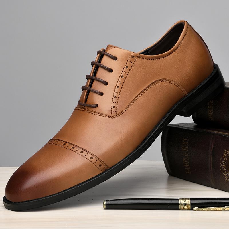 

Мода 2024 года, новые высококачественные туфли-оксфорды ручной работы, мужские туфли из натуральной коровьей кожи, обувь для костюма, свадебная официальная итальянская обувь, горячая 46 шоколадный