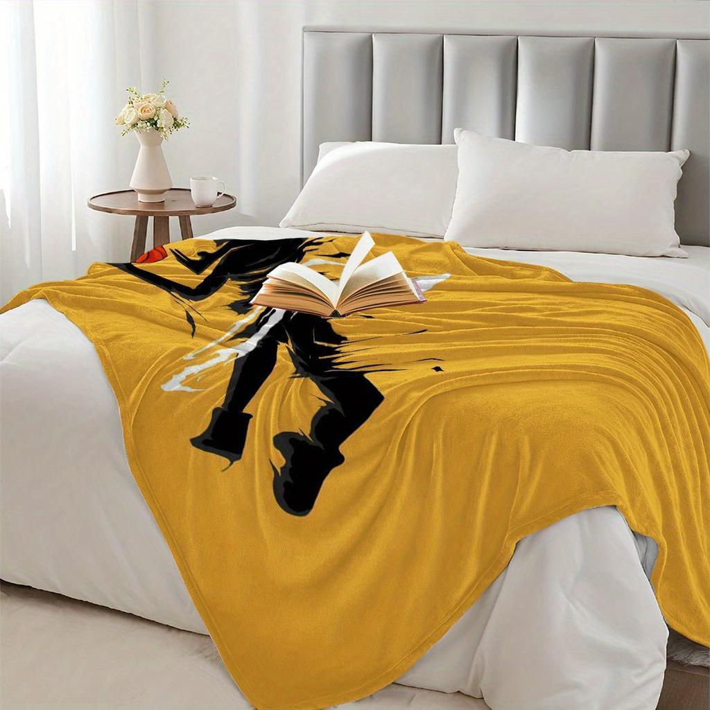 Basketball Player Silhouette Flannel Throw Blanket – Sporty Gift for Home Office Sofa Car Nap 150x230cm 59x91in