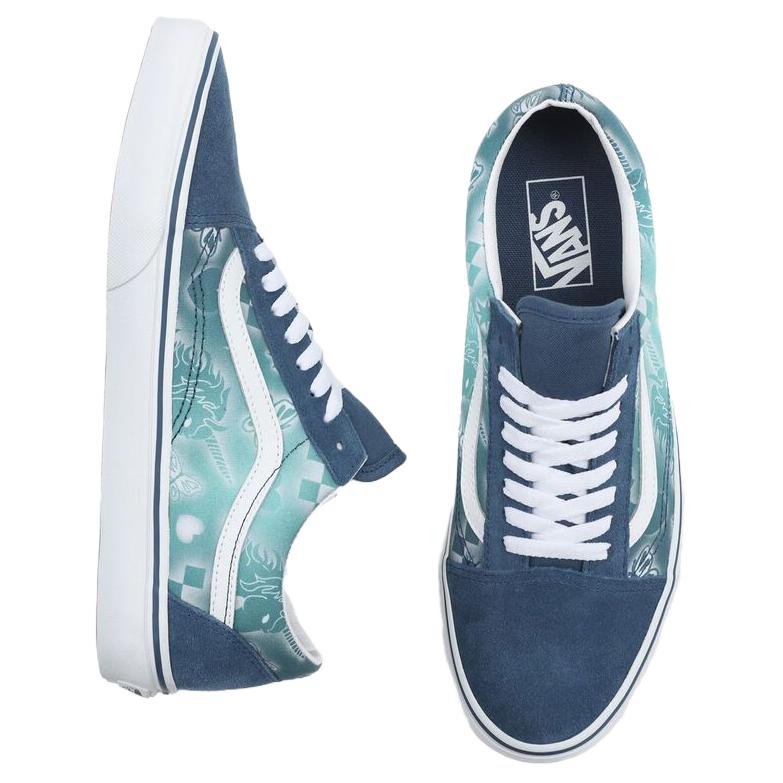 Vans Old Skool Canvas Low Top Skate Shoes Unisex Sneakers Blue White VN0A3WKT4PC