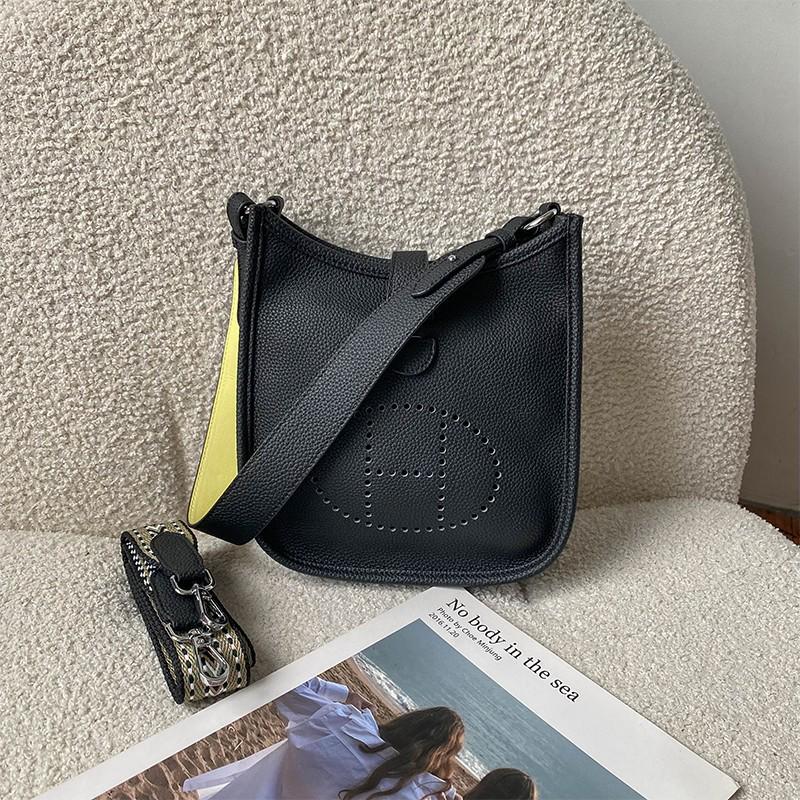 Genuine Leather Evelyn Crossbody Tote - Women's Cowhide Bag with Wide Shoulder Strap