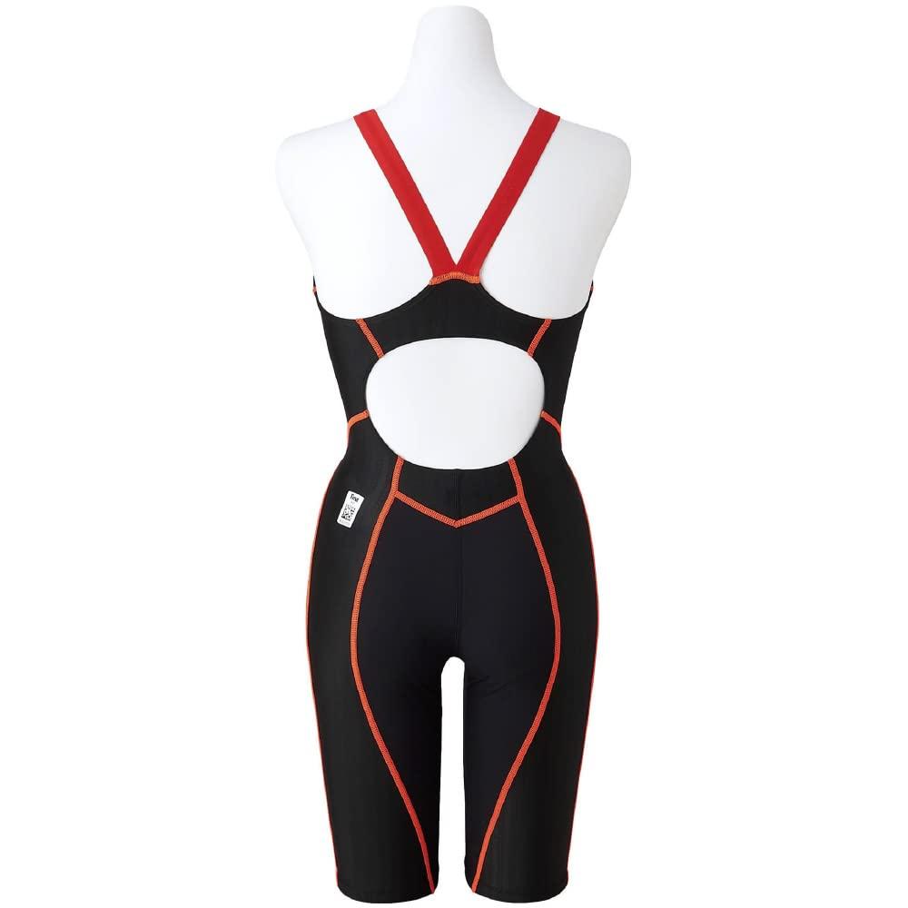 Mizuno N2MGA230 Size Black X Size L Women's One-Piece Swimsuit, 96 Red,