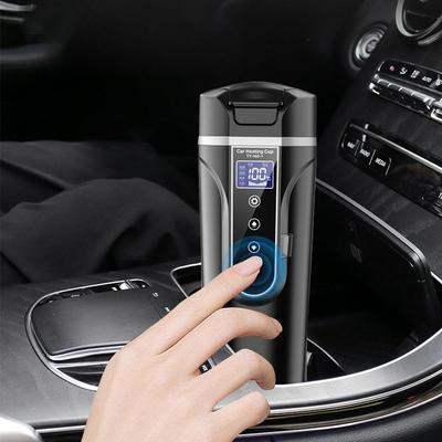 12/24V Car Heating Cup Electric Kettle Stainless Steel Smart Heating Travel Coffee Mug Warmer With LCD Display YSXX