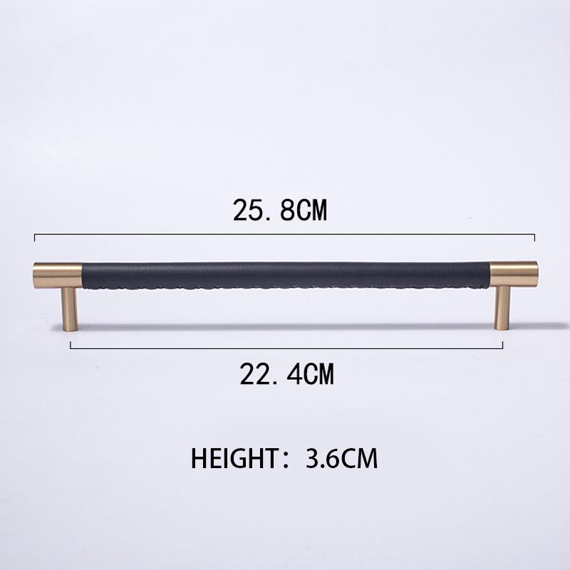 Nordic Style Simple PU Leather + Brass Door Drawer Double Hole Cabinet Handle Kitchen Cupboard Door Pulls Furniture Handle