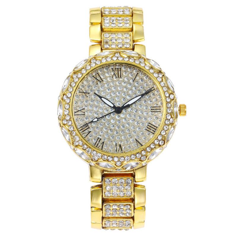 

Roman Style Ladies Watch With Quartz Movement And Sparkling Full Star Dial For Gift Gold