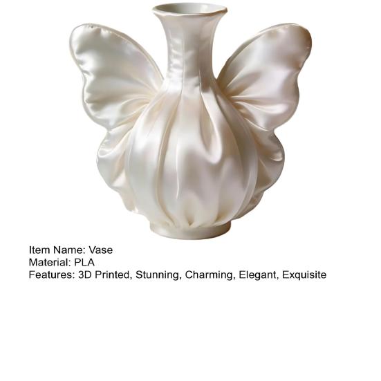 3D Printed Bow Vase, Satin Silk-Like Minimalist Flower Arrangement Holder, Nordic Style Decorative Vase for Coffee Table, Shelf Office Decor