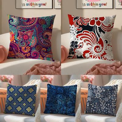 Vibrant Intricate Indonesian Art BBadik Indonesia Cushion Cover Pillowcase Short Plush Invisible Zipper Room Sofa Cushion Cover