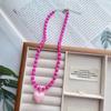 Acrylic Glass Beaded Chain Spring Summer Choker Necklace Fashion Heart Pendant  Neck Accessories