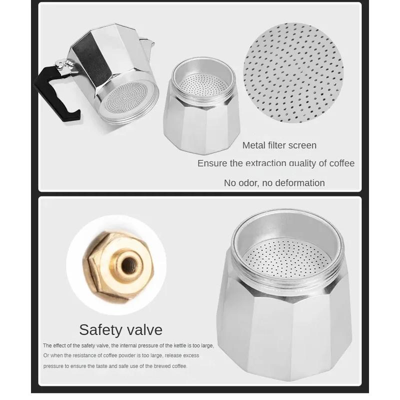 Mocha Coffee Pots Italian Aluminum Octagonal Pot Coffee Cup Maker Tea Maker Portable Coffee Maker